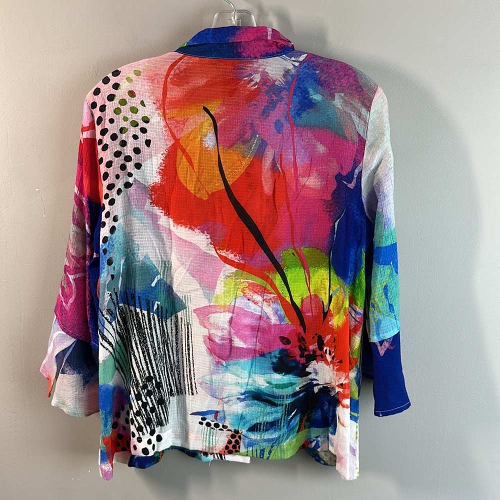 Ali Miles Colorful Abstract Print Button Down Shi… - image 4